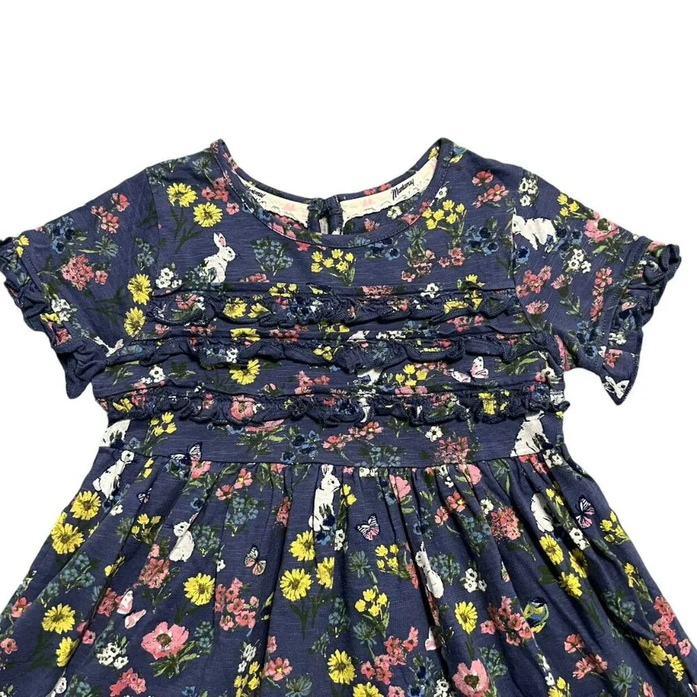 Mantaray 4-5Y Navy Floral Bunny Print Dress